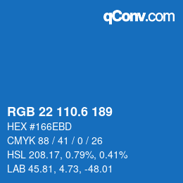 カラーコード: RGB 22 110.6 189 | qconv.com