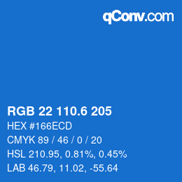 カラーコード: RGB 22 110.6 205 | qconv.com