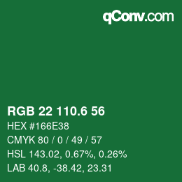 カラーコード: RGB 22 110.6 56 | qconv.com