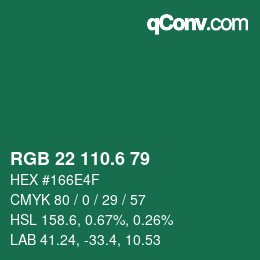 カラーコード: RGB 22 110.6 79 | qconv.com