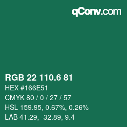 カラーコード: RGB 22 110.6 81 | qconv.com