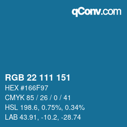 Color code: RGB 22 111 151 | qconv.com