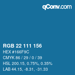 Color code: RGB 22 111 156 | qconv.com