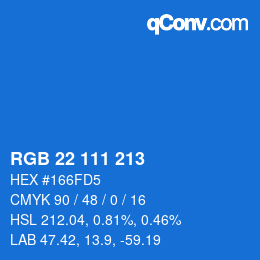 Color code: RGB 22 111 213 | qconv.com