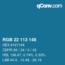 Color code: RGB 22 113 148 | qconv.com