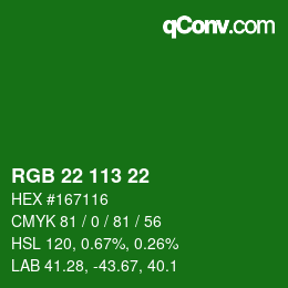 カラーコード: RGB 22 113 22 | qconv.com