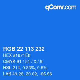 Color code: RGB 22 113 232 | qconv.com
