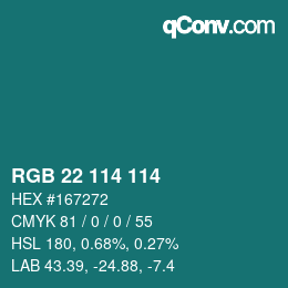 Color code: RGB 22 114 114 | qconv.com