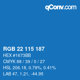 Color code: RGB 22 115 187 | qconv.com