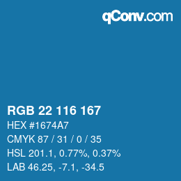 颜色代码: RGB 22 116 167 | qconv.com
