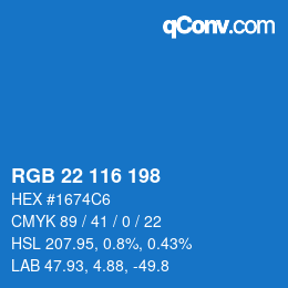 Color code: RGB 22 116 198 | qconv.com