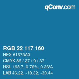 Color code: RGB 22 117 160 | qconv.com