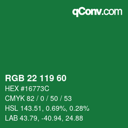カラーコード: RGB 22 119 60 | qconv.com