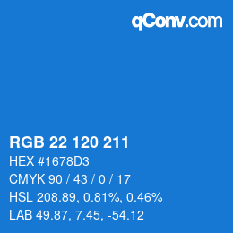 カラーコード: RGB 22 120 211 | qconv.com