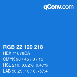 Color code: RGB 22 120 218 | qconv.com