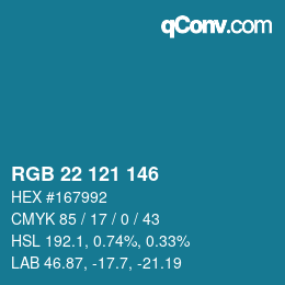 Color code: RGB 22 121 146 | qconv.com
