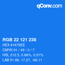 Color code: RGB 22 121 238 | qconv.com