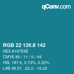 Color code: RGB 22 126.8 142 | qconv.com