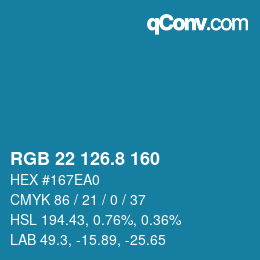 Color code: RGB 22 126.8 160 | qconv.com
