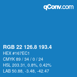 カラーコード: RGB 22 126.8 193.4 | qconv.com
