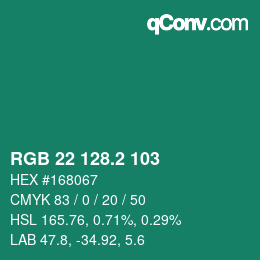 カラーコード: RGB 22 128.2 103 | qconv.com
