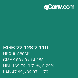 カラーコード: RGB 22 128.2 110 | qconv.com