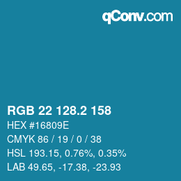 カラーコード: RGB 22 128.2 158 | qconv.com