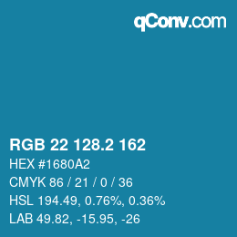 カラーコード: RGB 22 128.2 162 | qconv.com