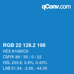 カラーコード: RGB 22 128.2 198 | qconv.com