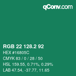カラーコード: RGB 22 128.2 92 | qconv.com