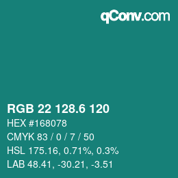 カラーコード: RGB 22 128.6 120 | qconv.com