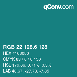 カラーコード: RGB 22 128.6 128 | qconv.com