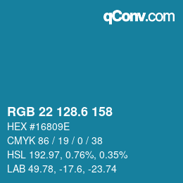 カラーコード: RGB 22 128.6 158 | qconv.com