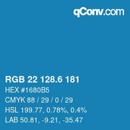カラーコード: RGB 22 128.6 181 | qconv.com