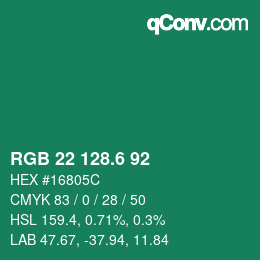 カラーコード: RGB 22 128.6 92 | qconv.com