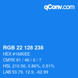 Color code: RGB 22 128 238 | qconv.com