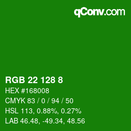 Color code: RGB 22 128 8 | qconv.com