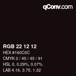 Color code: RGB 22 12 12 | qconv.com