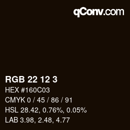 Color code: RGB 22 12 3 | qconv.com