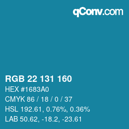 Color code: RGB 22 131 160 | qconv.com