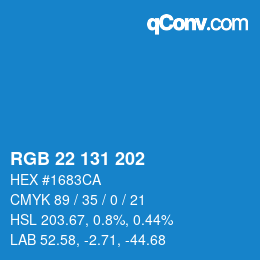 Color code: RGB 22 131 202 | qconv.com