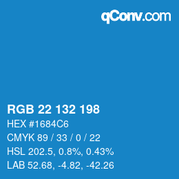 颜色代码: RGB 22 132 198 | qconv.com
