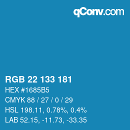 颜色代码: RGB 22 133 181 | qconv.com