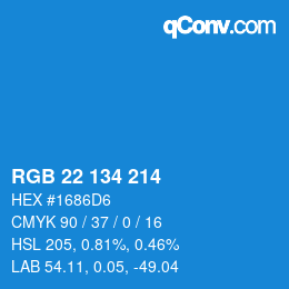 Color code: RGB 22 134 214 | qconv.com