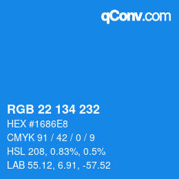 Color code: RGB 22 134 232 | qconv.com