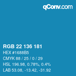 Color code: RGB 22 136 181 | qconv.com