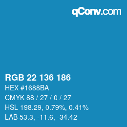 Color code: RGB 22 136 186 | qconv.com