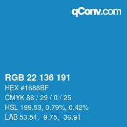 Color code: RGB 22 136 191 | qconv.com