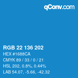 Color code: RGB 22 136 202 | qconv.com