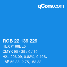 Código de color: RGB 22 139 229 | qconv.com
